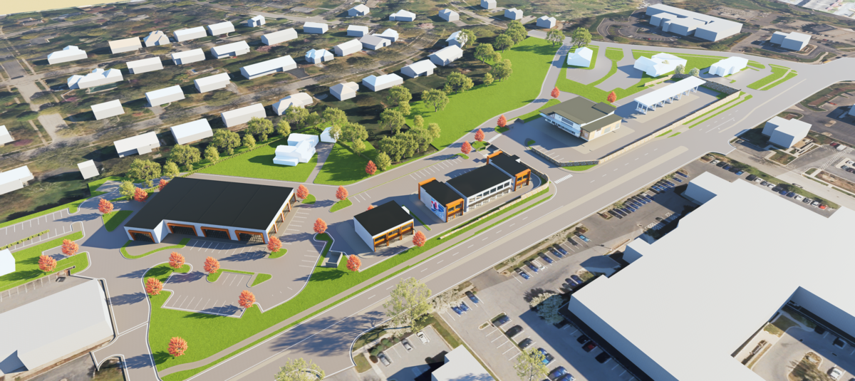 This rendering shows the proposed redevelopment of the former Autoport property along South Atherton Street in State College.
