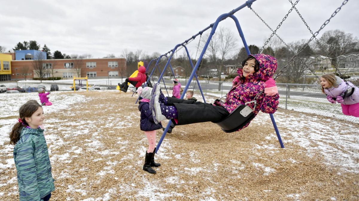 Second graders play on the playground at Easterly Parkway Elementary on Jan. 16.