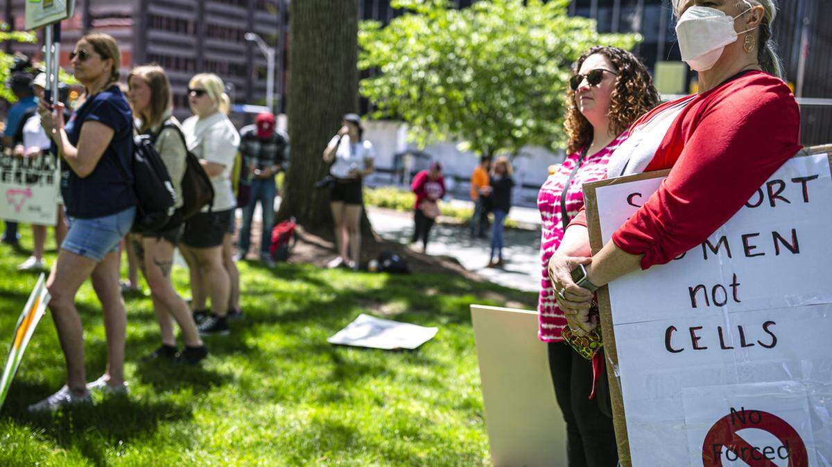 A pro-choice rally is held across the street from the office of U.S. Sen. Bob Casey in Harrisburg on May 10 as protesters demand Casey protect the right to an abortion.