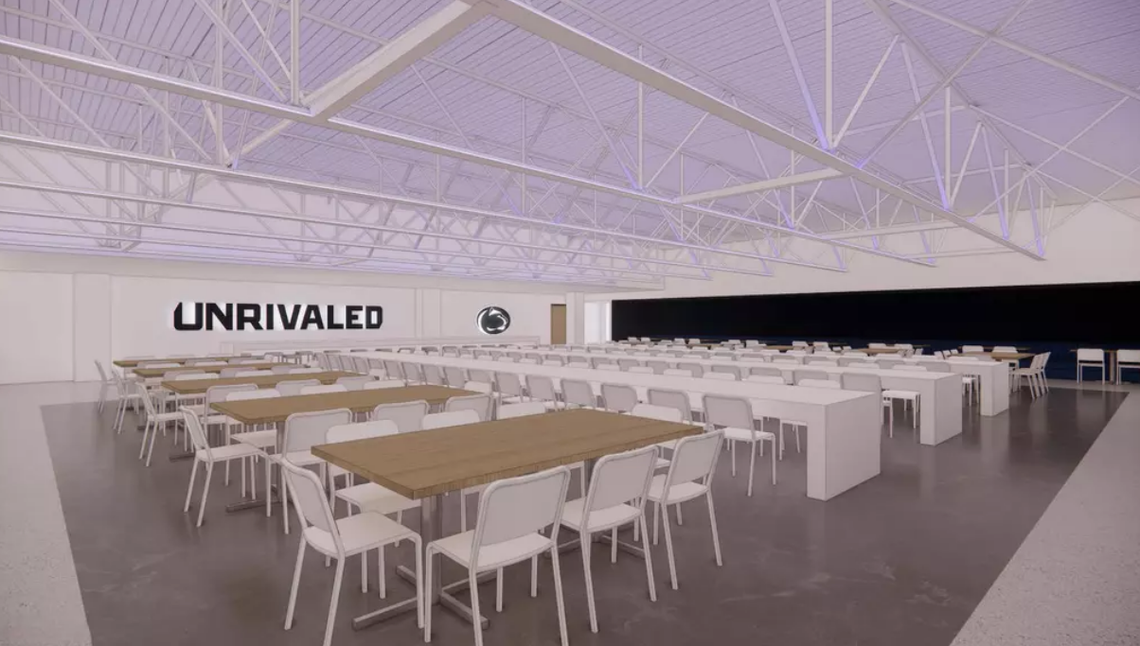 A rendering of a dining hall in the renovated Greenberg Indoor Sports Complex.