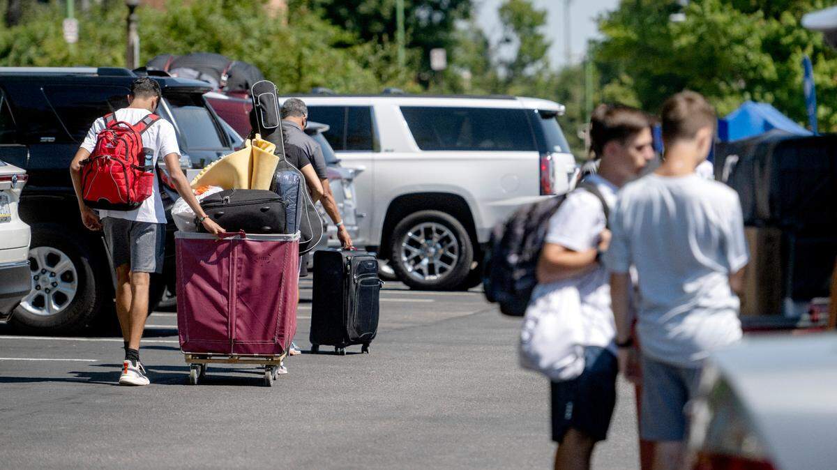 Penn State students move into the Pollock dorms on Friday, Aug. 19, 2022.  