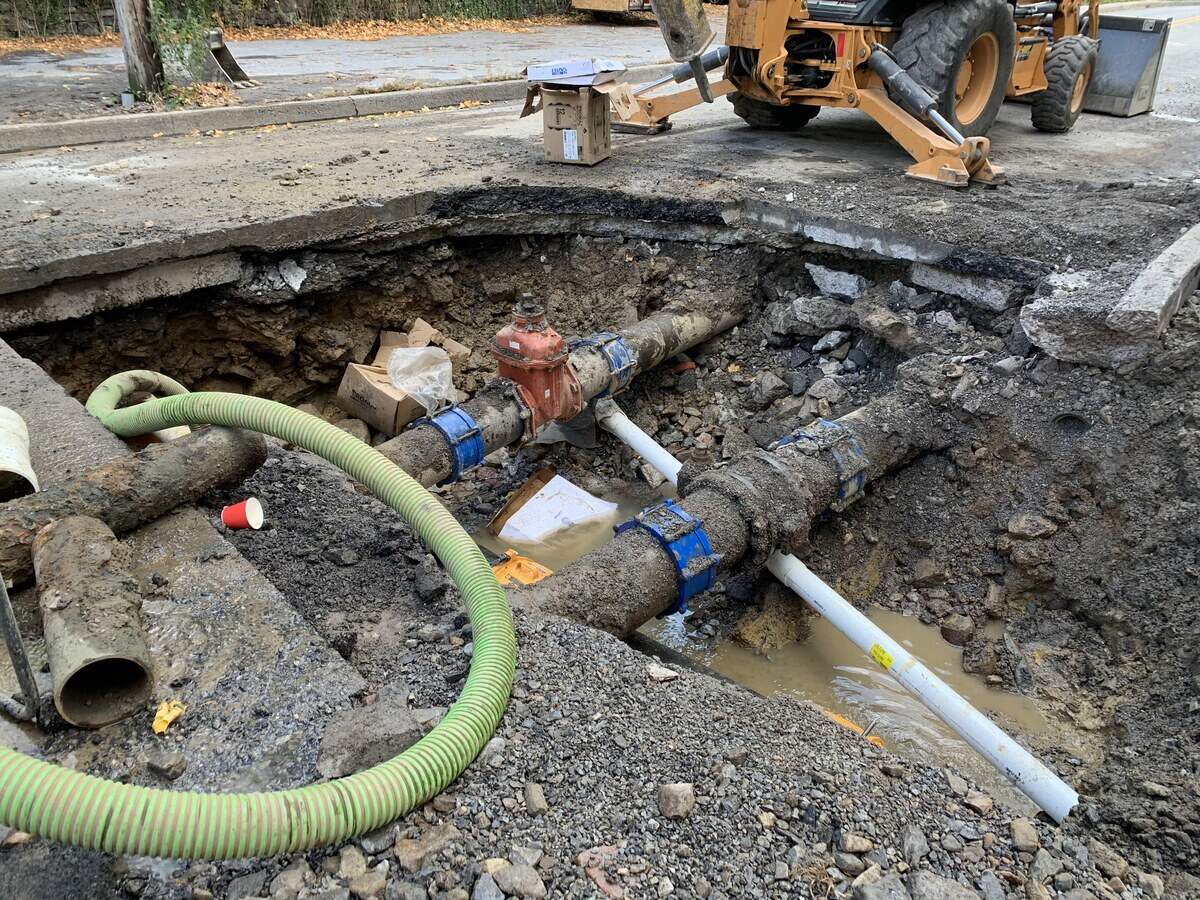 Water Street in Bellefonte was closed in both directions Friday morning after a water main break.
