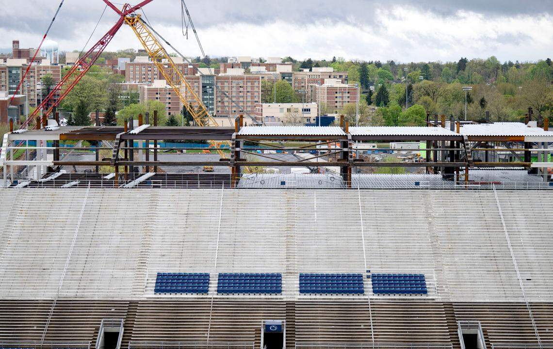 The construction area on the west side of Beaver Stadium on Saturday, April 26, 2025.