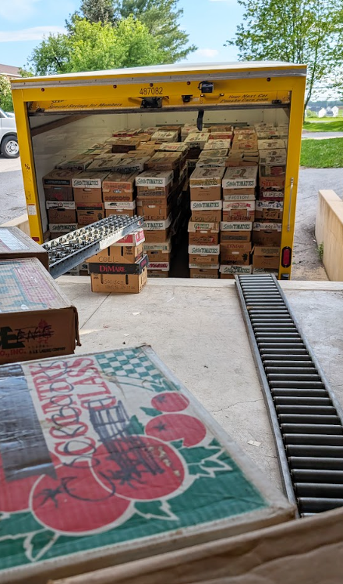 A truck-full of used books at the setup for the 2025 AAUW Used Book Sale.