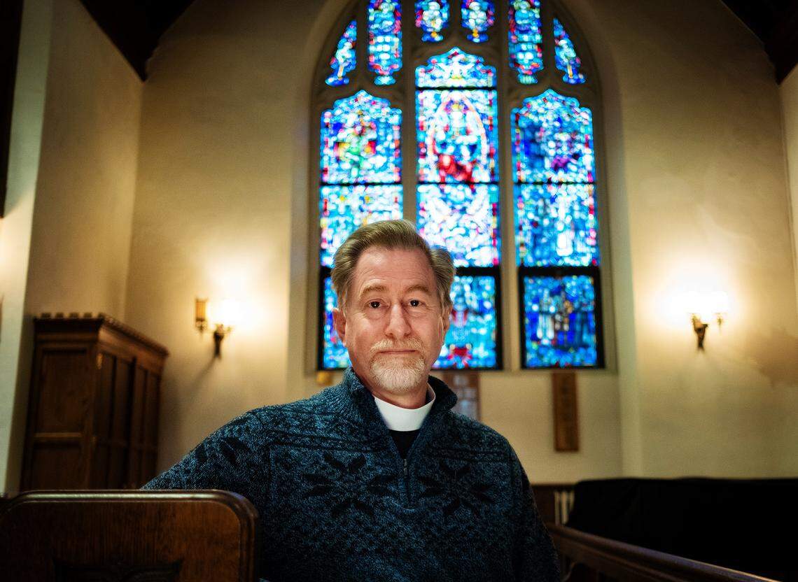 The Rev. Jeffrey A. Packard at his church, St. Andrew’s Episcopal Church, in State College on Nov. 24.