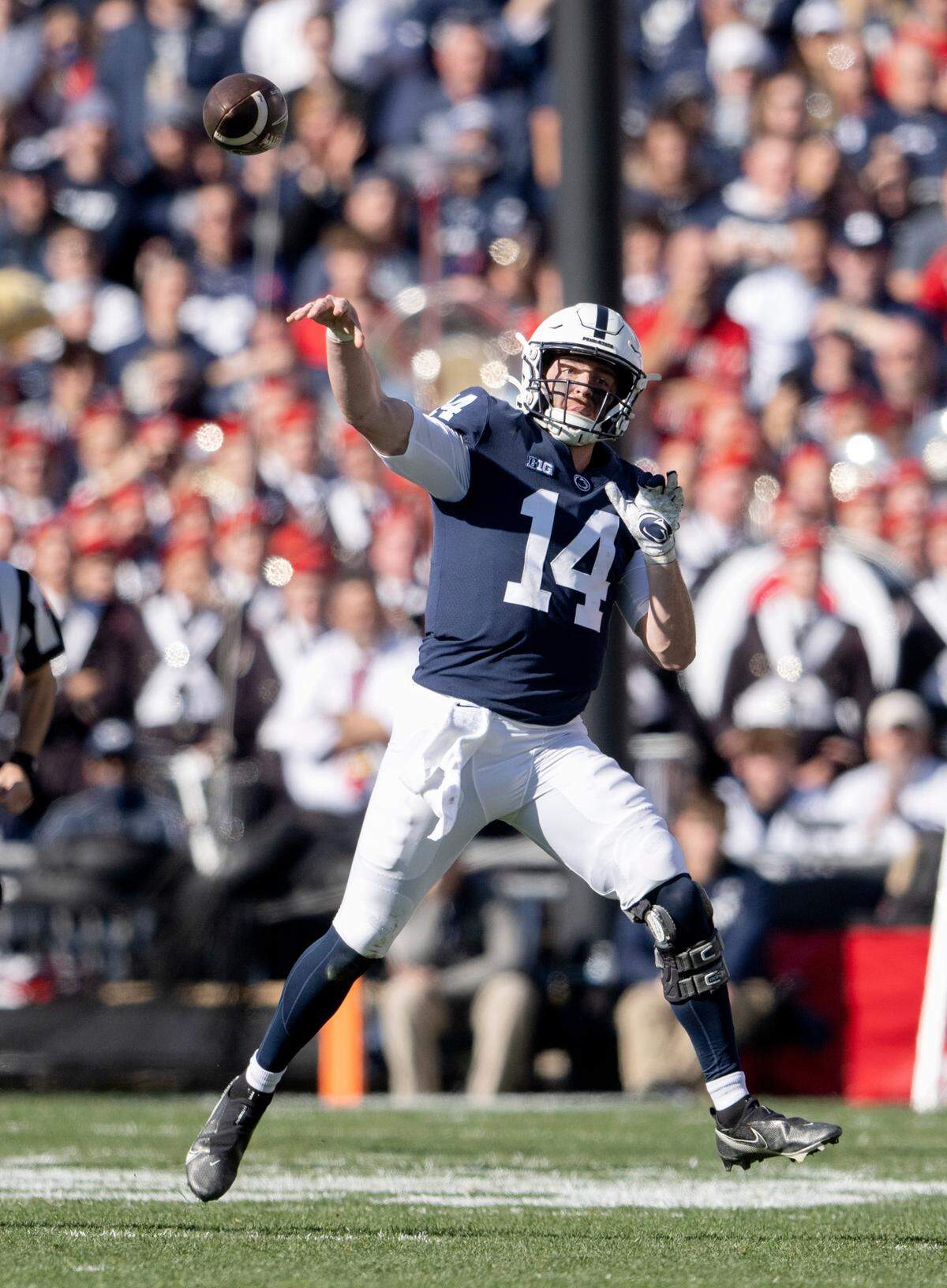 Penn State quarterback Sean Clifford makes a pass to Theo Johnson after the loss to Ohio State on Saturday, Oct. 29, 2022.