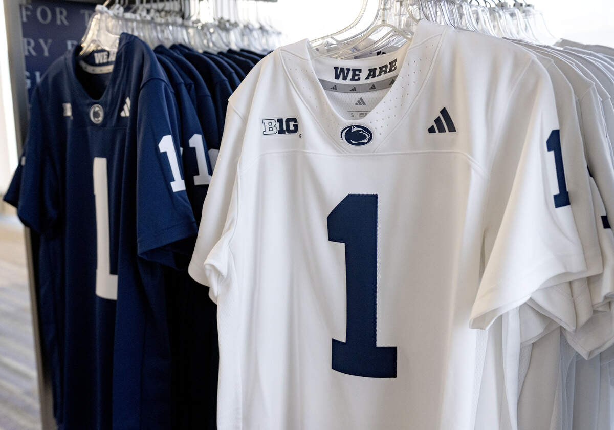 Penn State adidas jerseys for sale at the pop-up shop in Pegula Ice Arena.