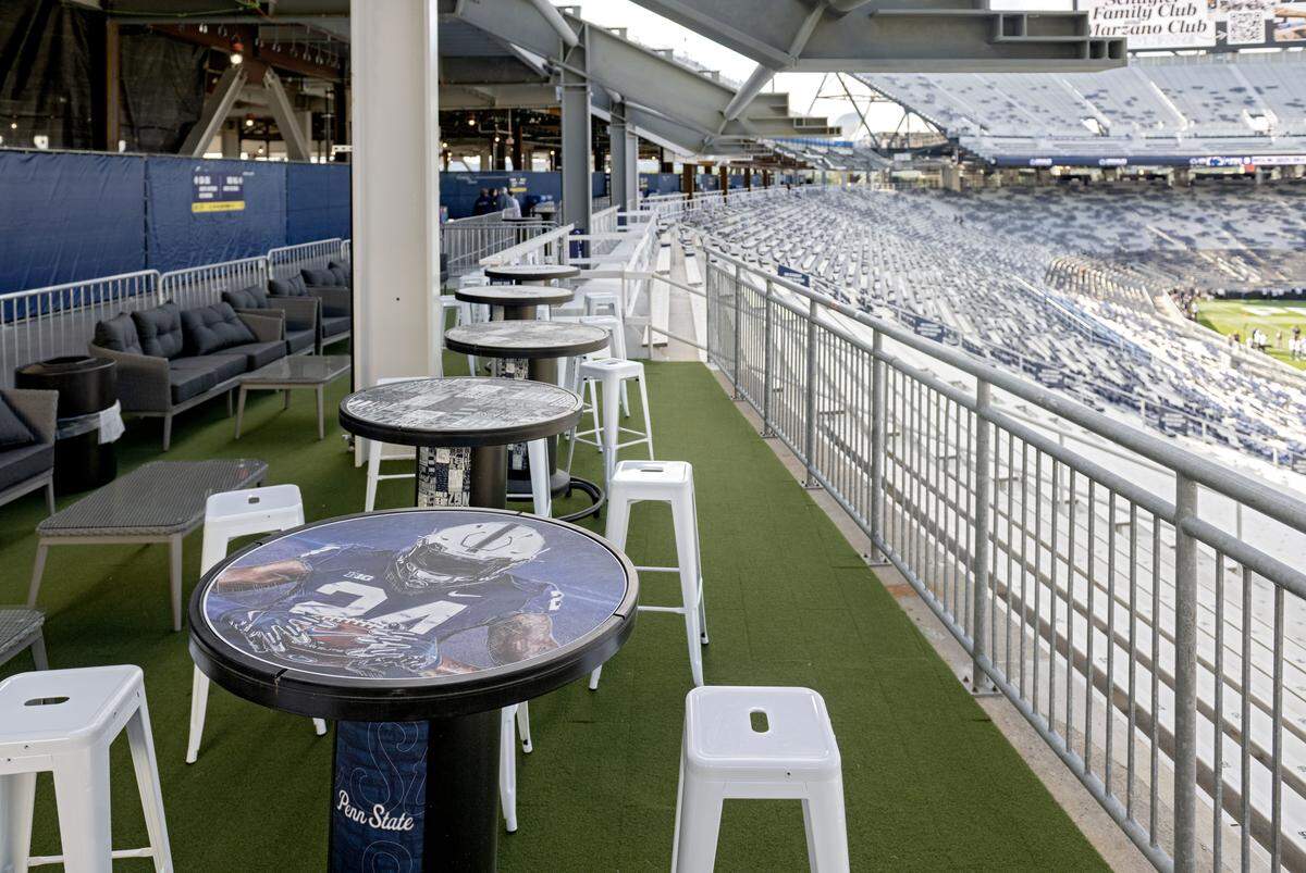 A lounge area on the west side of Beaver Stadium on Friday, Aug. 29, 2025.  