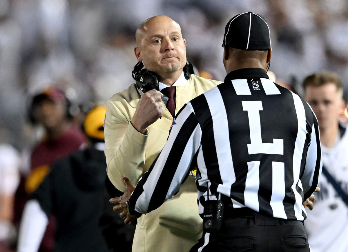 Minnesota football coach P.J. Fleck yells to a ref during the game against Penn State on Saturday, Oct. 22, 2022.