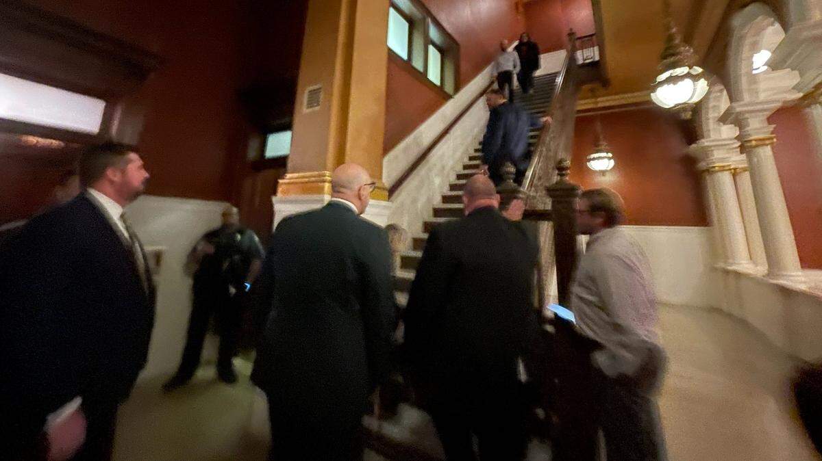 Activity outside the governor’s office in the state Capitol in October 2025.