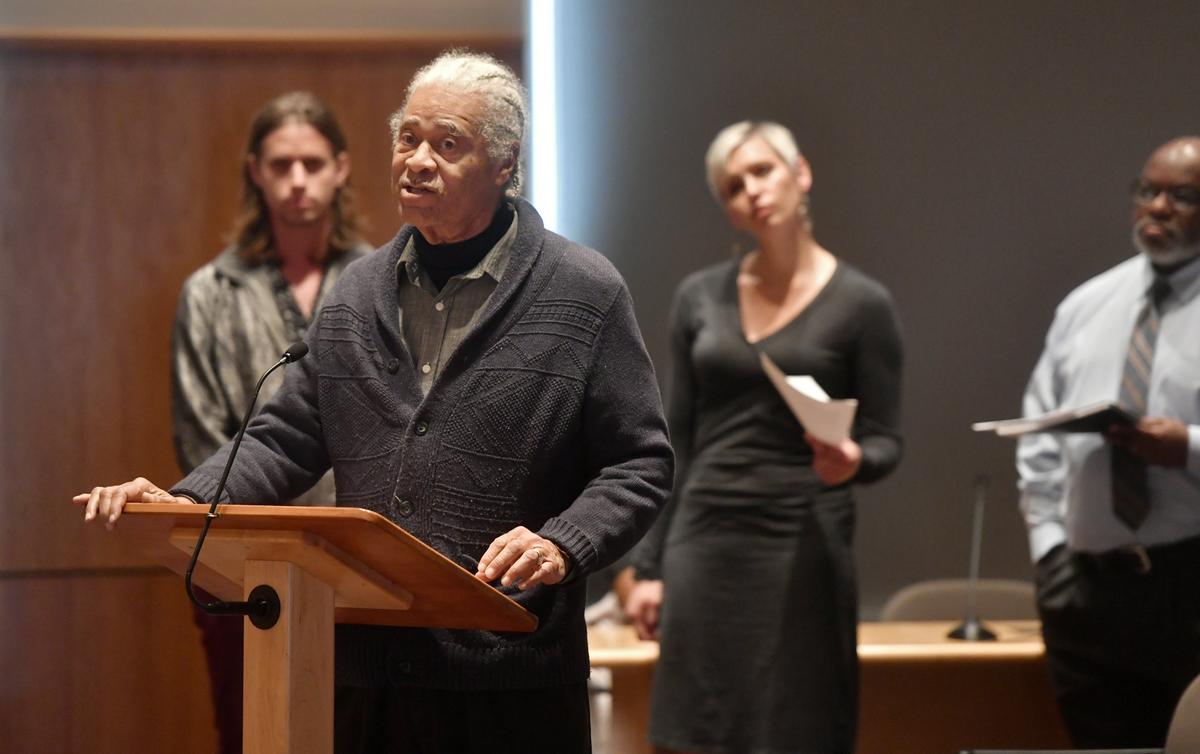 Charles Dumas voices his concerns during a special State College borough council meeting on Monday, May 13, 2019.