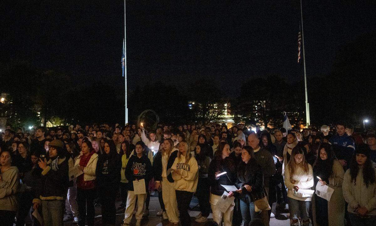 Hundred of people gathered outside of Old Main to pray and show support for Israel on Tuesday, Oct. 10, 2023.