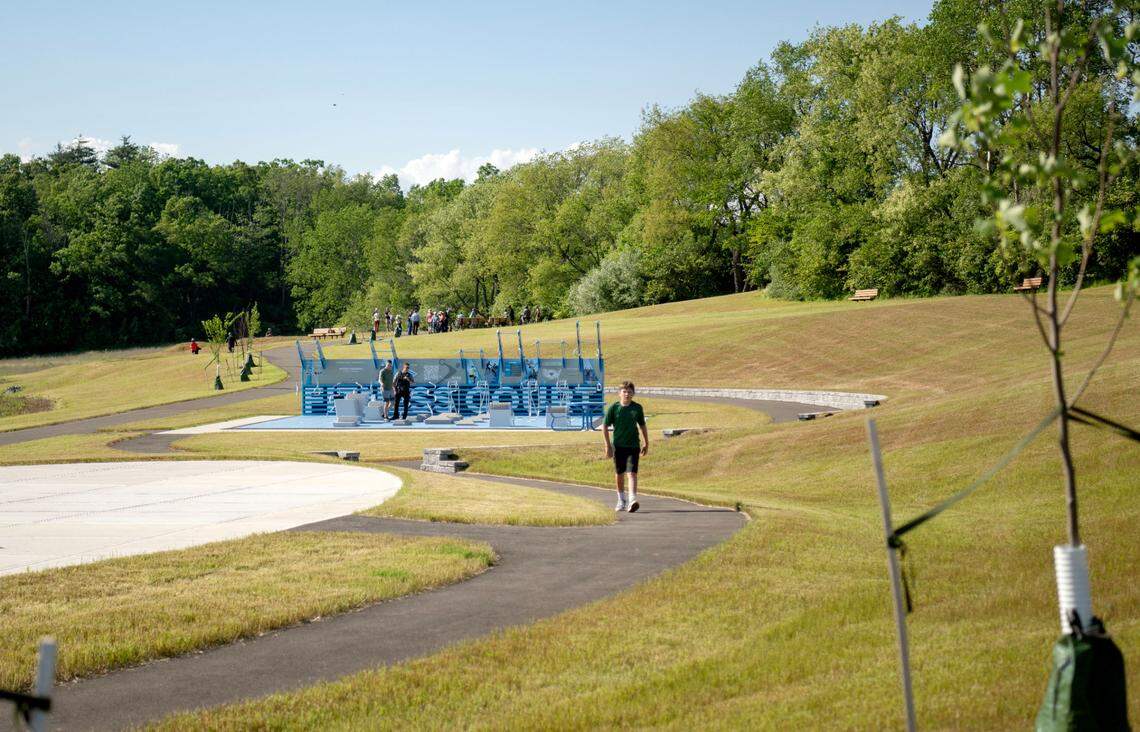 New walking trails lead to the FitCourt and dirt bike pump track at Bernel Road Park on Tuesday, May 21, 2024.