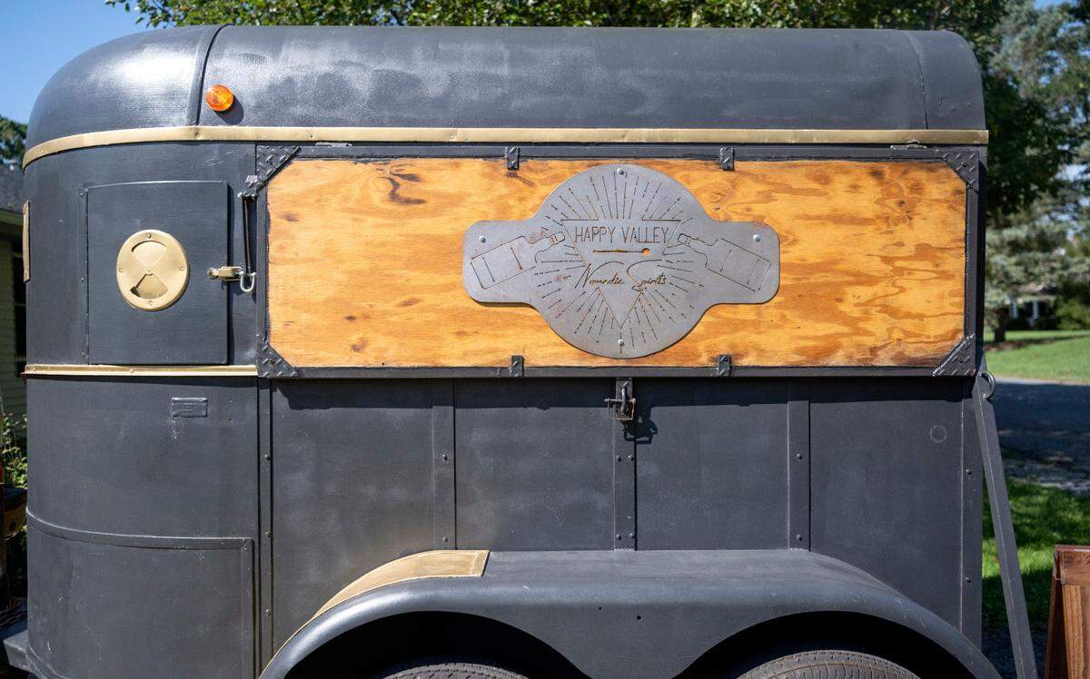 Happy Valley Nomadic Spirits has convereted an old horse trailer into Nellie the Mobile Mocktail Bar.