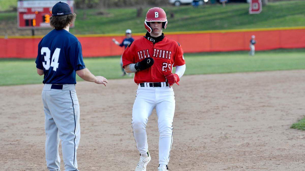 BellefonteÕs Bobby Marsh runs to third during the game against Penns Valley on Tuesday, April 6, 2021. Bellefonte won, 3-1.