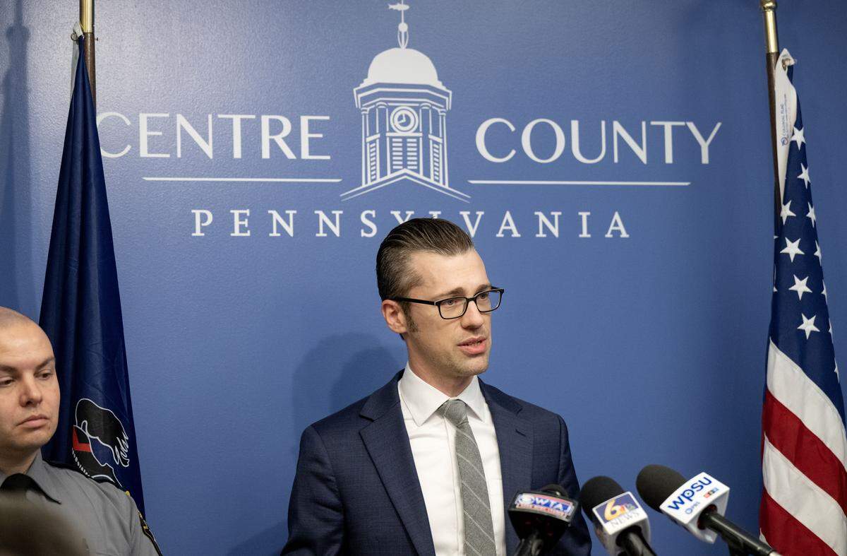 Centre County First Assistant District Attorney Joshua Andrews shares information about the arrest of Samuel Friday at press conference on Wednesday, Nov. 19, 2025.