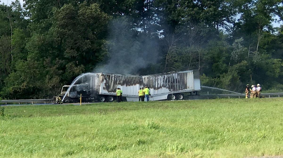A tractor-trailer fire on Interstate 80 westbound near the Milesburg exit shut down the highway for at least two hours on Wednesday.