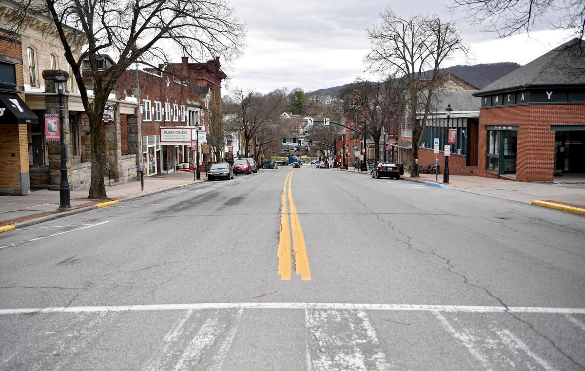 There was less car and foot traffic along West High Street on Monday, March 30, 2020 as Centre County is under a stay-at-home order.