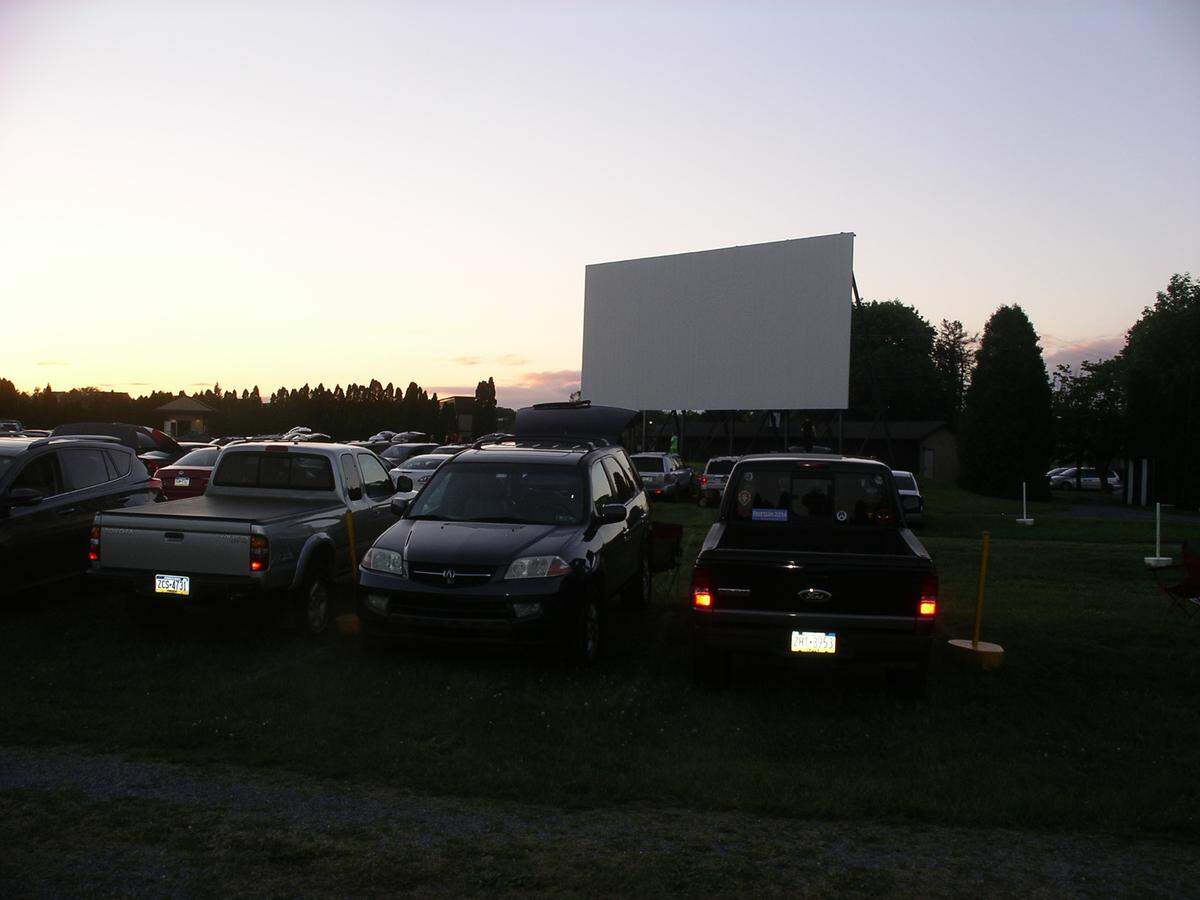 Cars line up for a movie at Shankweiler’s Drive-In Theatre.