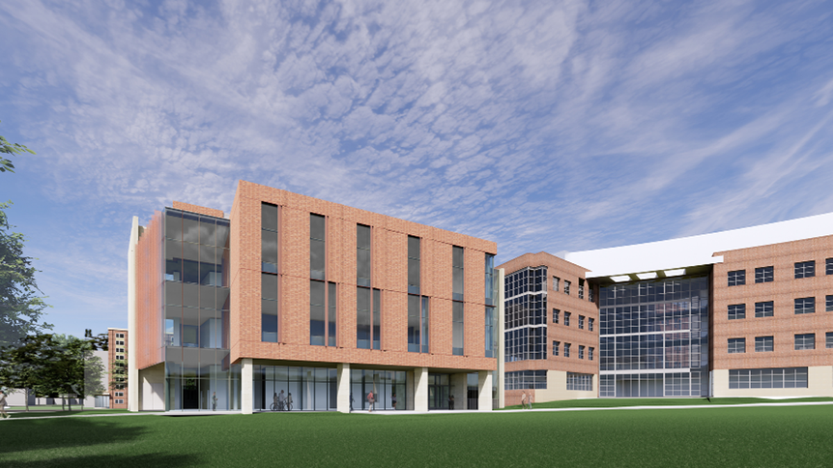 A rendering of the $96 million, three-story classroom building planned for the Penn State University Park campus, near the intersection of Park Avenue and Bigler Road.