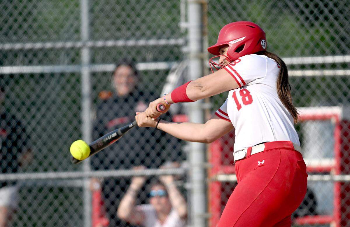 Bellefonte’s Taylor Brown hits a single that scores a run during the game against Blackhawk on Monday, June 2, 2025.