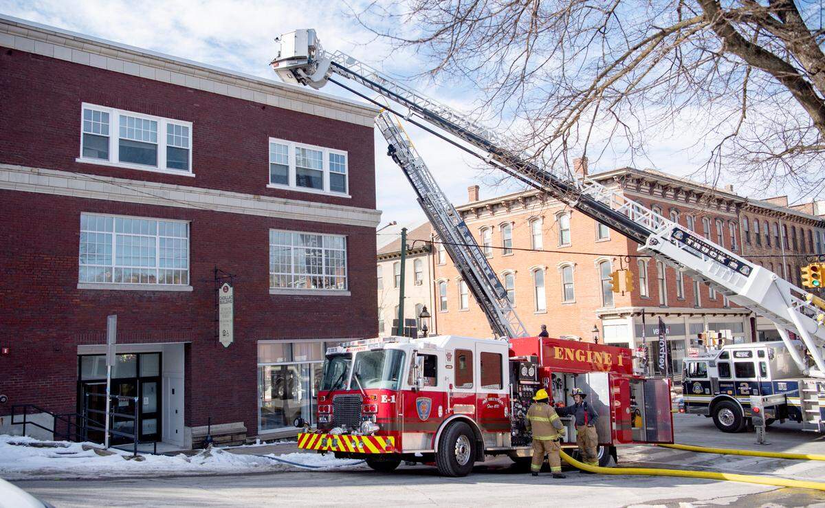 Multiple fire companies responded to 207 S. Allegheny Street, the former Cadillac Building, in downtown Bellefonte on Wednesday.