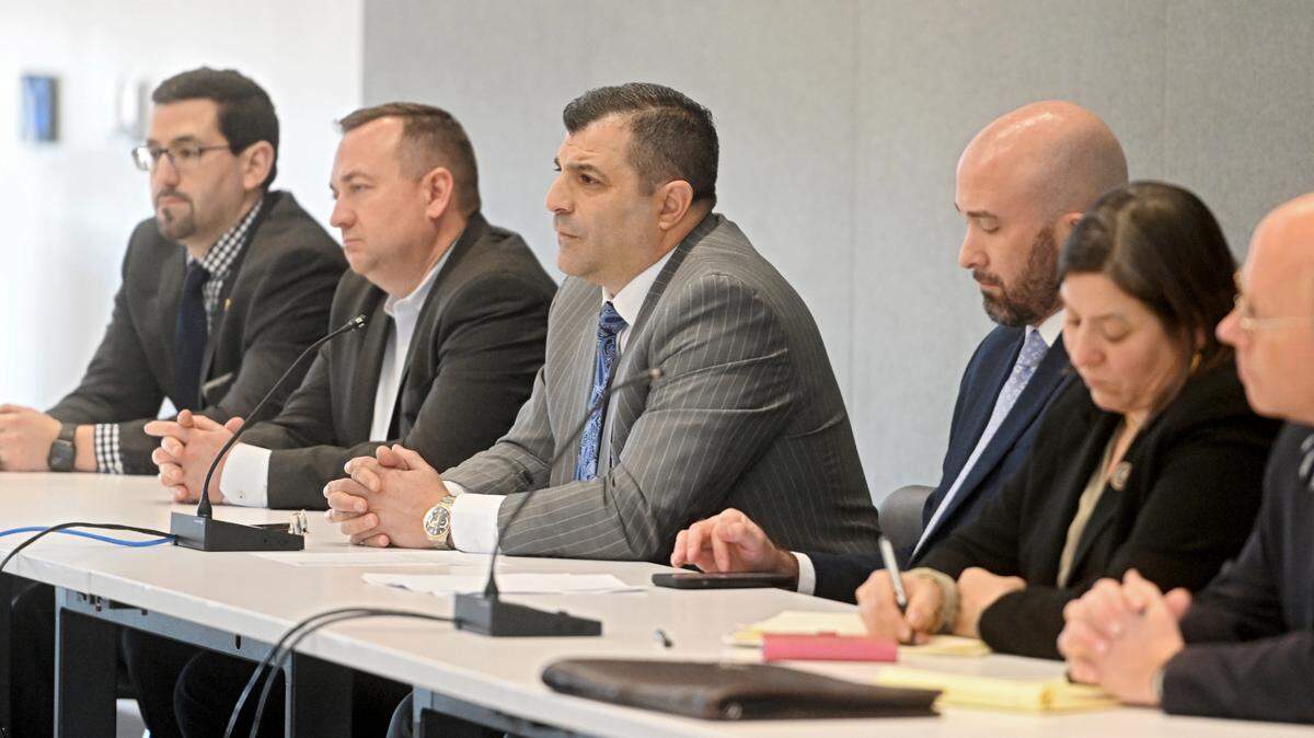 House Speaker Mark Rozzi listens Wednesday to comments from community members during his listening tour stop at the Eric J. Barron Innovation Hub.