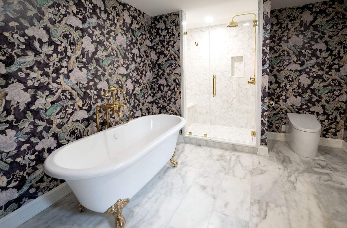 A clawfoot tub in the primary suite at 619 McKee St. in College Heights Sept. 25, 2025. 