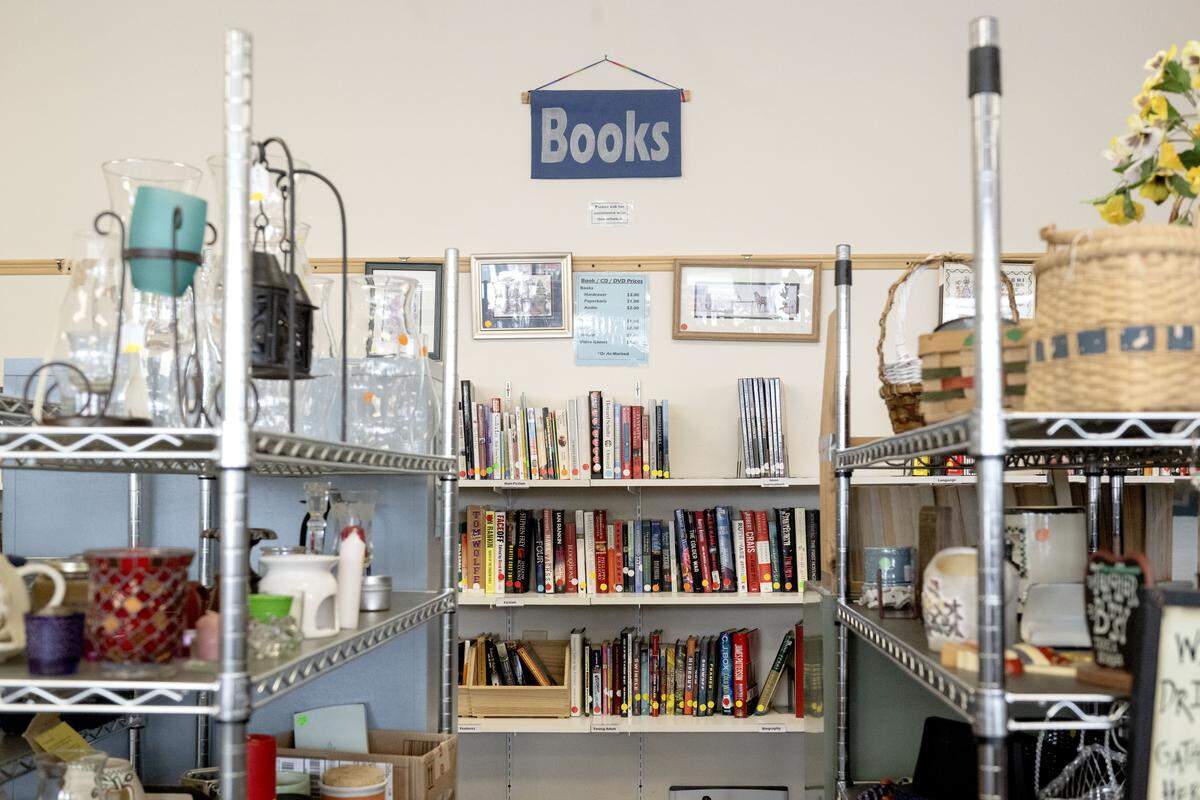 Houseware items and books available at St. Vincent de Paul Thrift Store at 1300 Benner Pike on Wednesday, Sept. 24, 2025.  