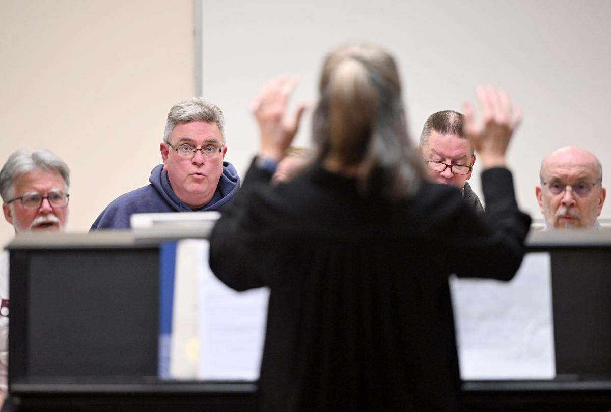 The Nittany Knights watch director Patricia Andriaccio during rehearsal on Monday, Feb. 3, 2025 at South Hills School of Business and Technology.