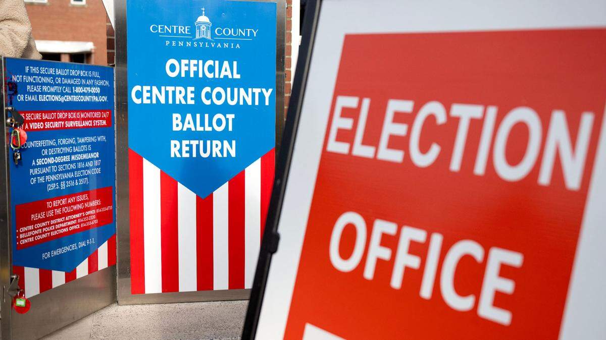 The Centre County ballot drop box outside of the Willowbank building was emptied for the last time before it is closed on Monday, Nov. 4, 2024.