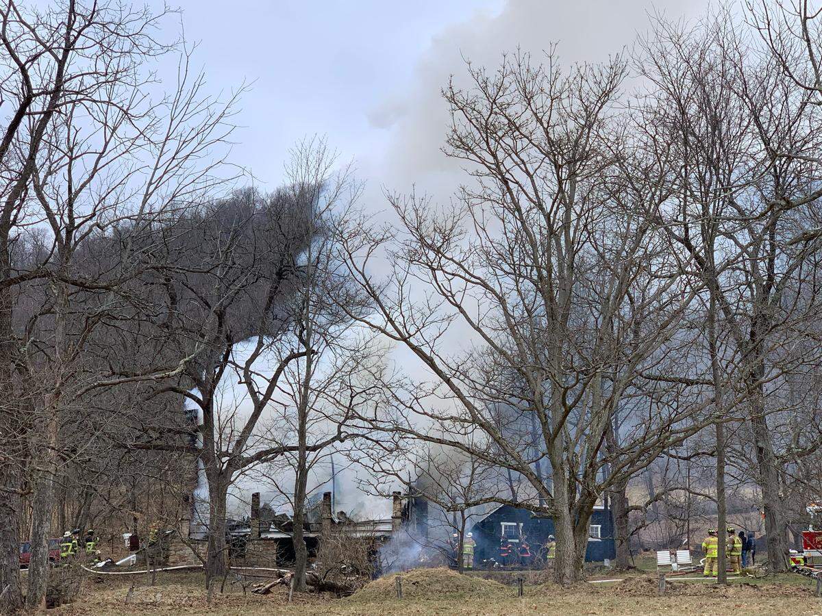 A home in the 1000 block of South Mountain Road in Taylor Township was destroyed by a fire on Monday, Feb. 6, 2023.