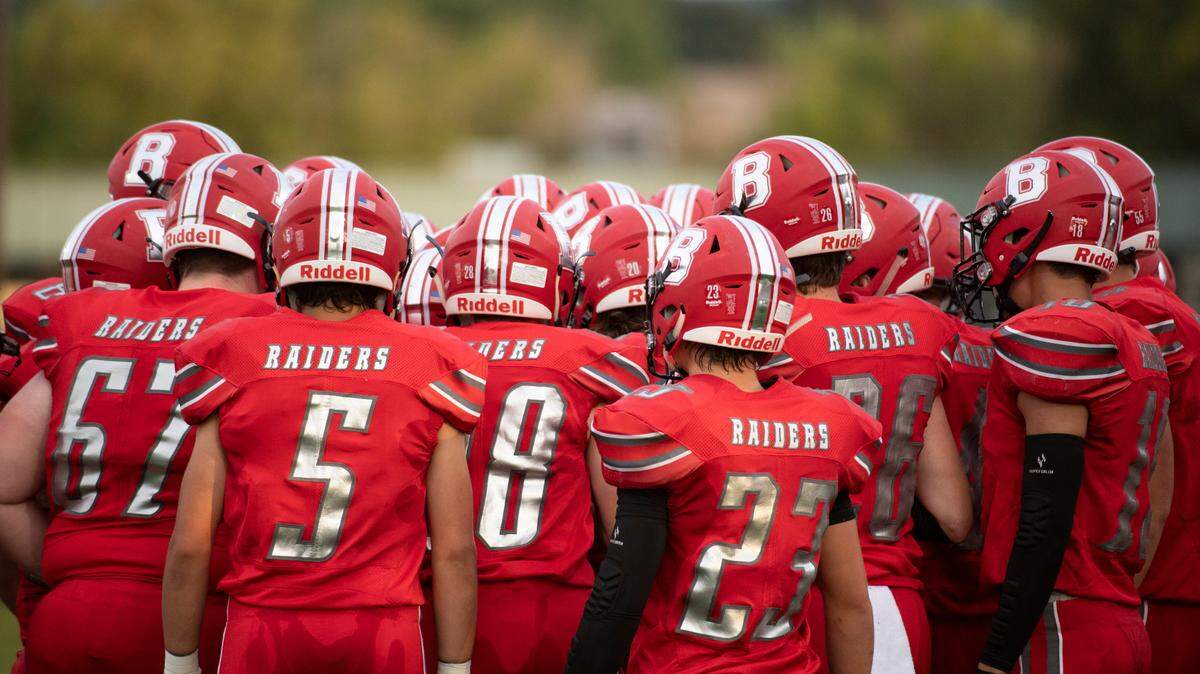 Bellefonte huddles during a high school football game between Bellefonte Area High School and Philipsburg-Osceola High School on Friday, Sept. 3, 2021 in Bellefonte, Pa.