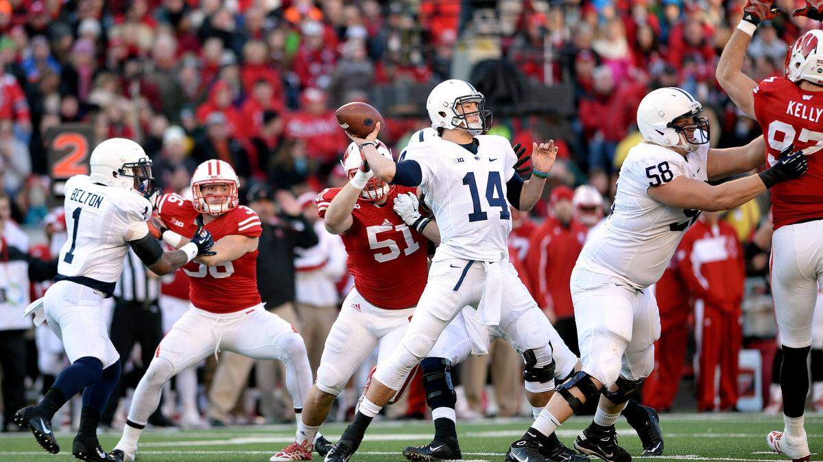 Penn State quarterback Christian Hackenberg led the Nittany Lions to a memorable win over Wisconsin on Nov. 30, 2013.  (For the CDT/Steve Manuel)