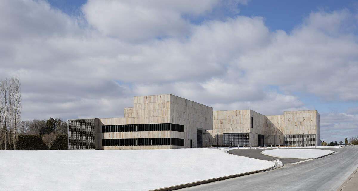 The view of the Palmer Museum of Art primary arrival and Arboretum entry. The museum is set to open June 1 at its new location in The Arboretum at Penn State.