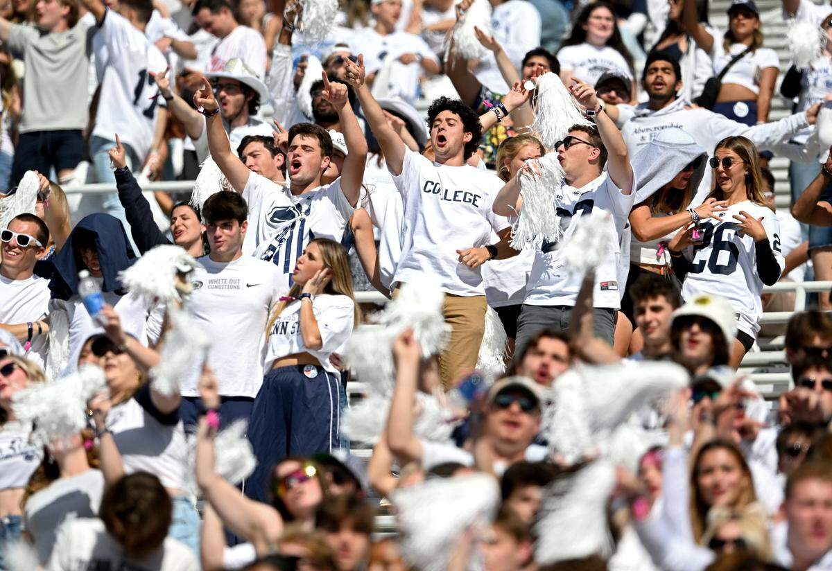 The Penn State student section cheers during the game against UCLA on Saturday, Oct. 5, 2024 at Beaver Stadium.