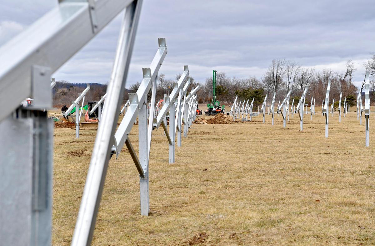 The posts to hold the over 3,000 solar panels that are being installed at the Centre County Correctional Facility on Tuesday, Jan. 28, 2020.
