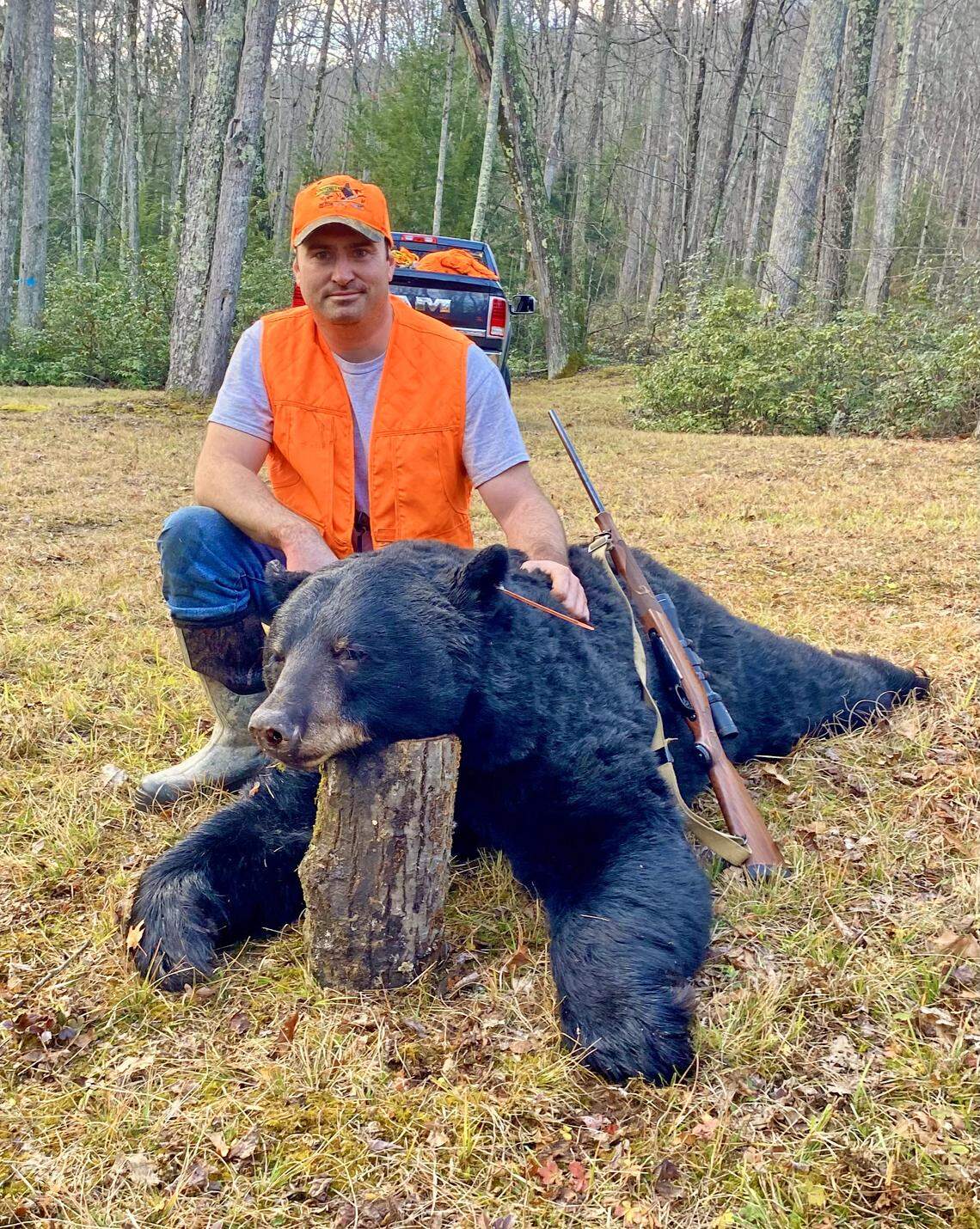 A 597-pound bear was taken by Manheim hunter Andy Miller in Centre County on the opening morning of the regular firearms season.