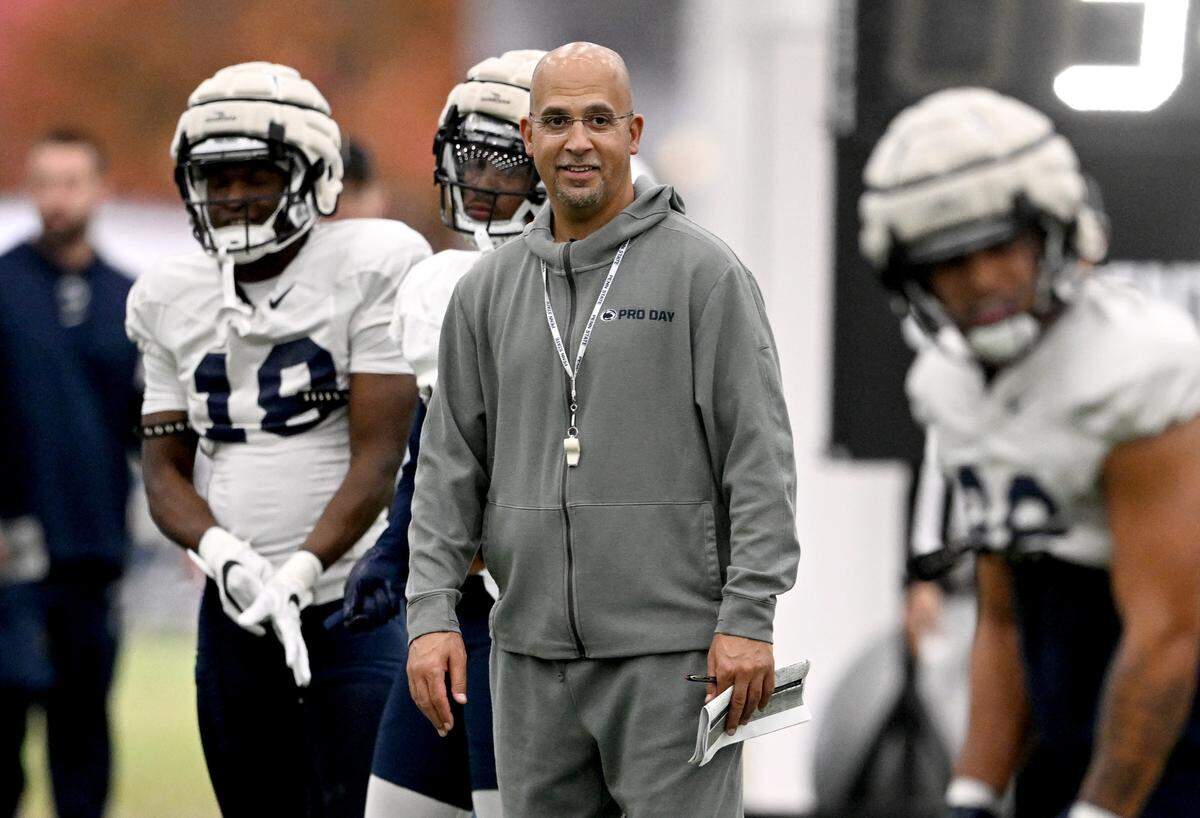 Penn State football coach James Franklin watches practice on Wednesday, Oct. 26, 2022.