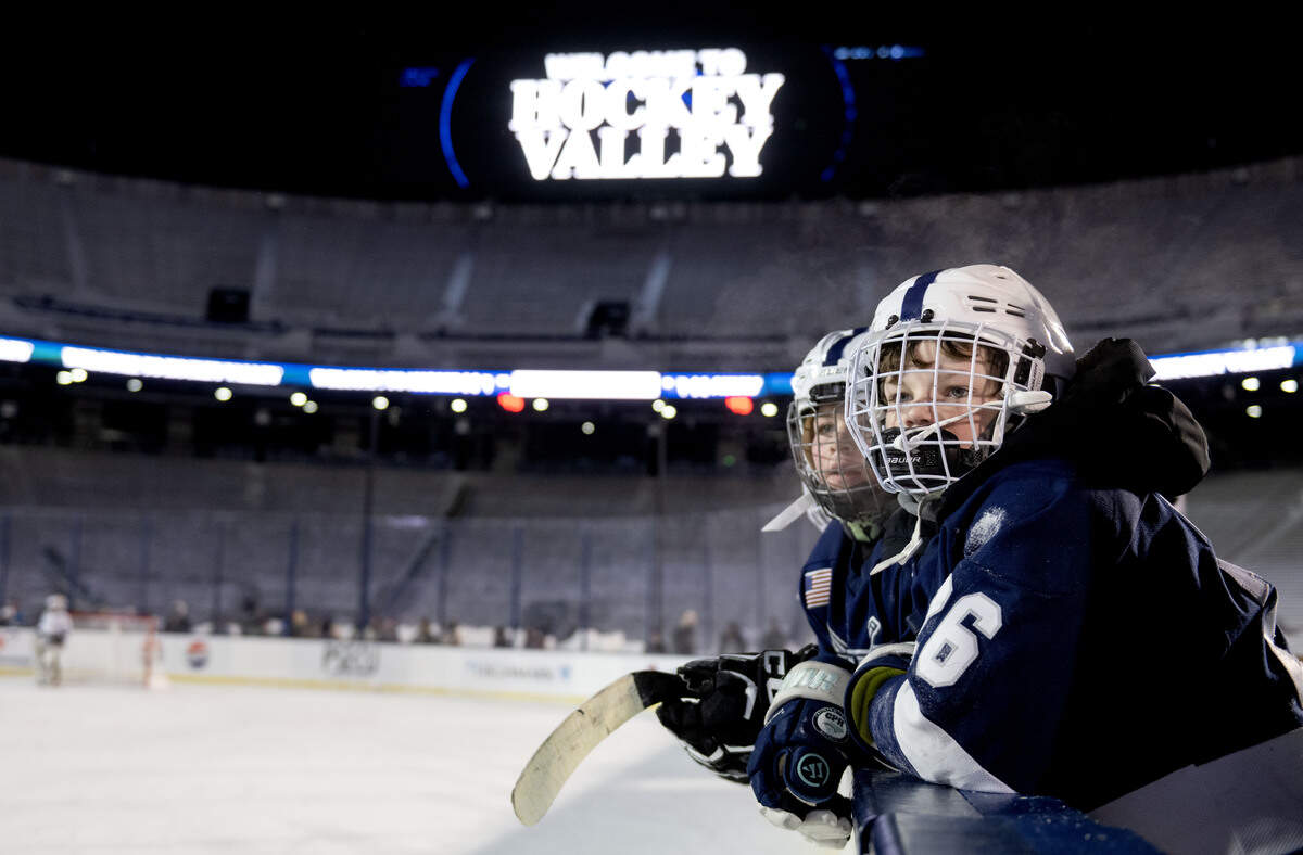 Cillian Doyle watches his teammates as the Icers 10U team plays on the ice at Beaver Stadium on Wednesday, Jan. 28, 2026.