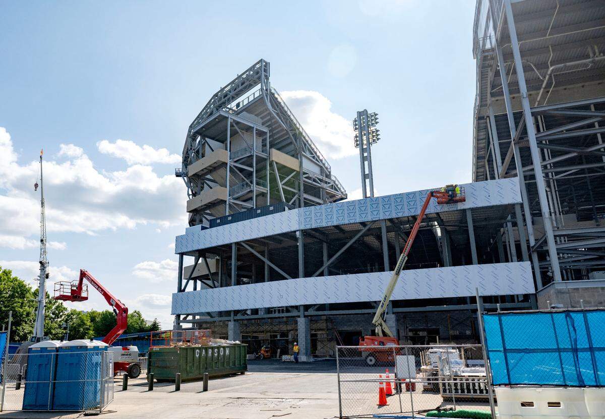 Construction continues Gate A at Beaver Stadium on Thursday, Aug. 22, 2024.