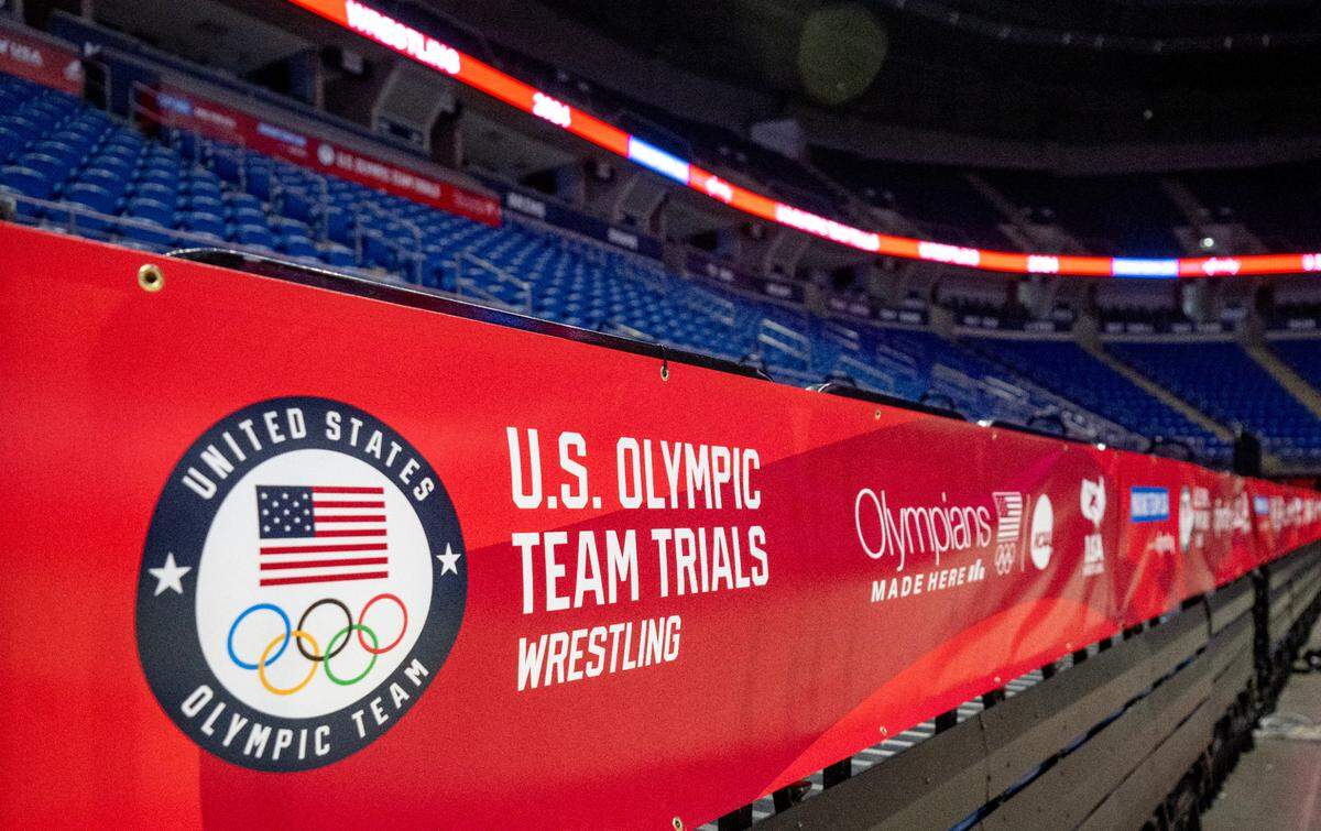 The Bryce Jordan Center is being set up for the U.S. Olympic Team Trials for wrestling.