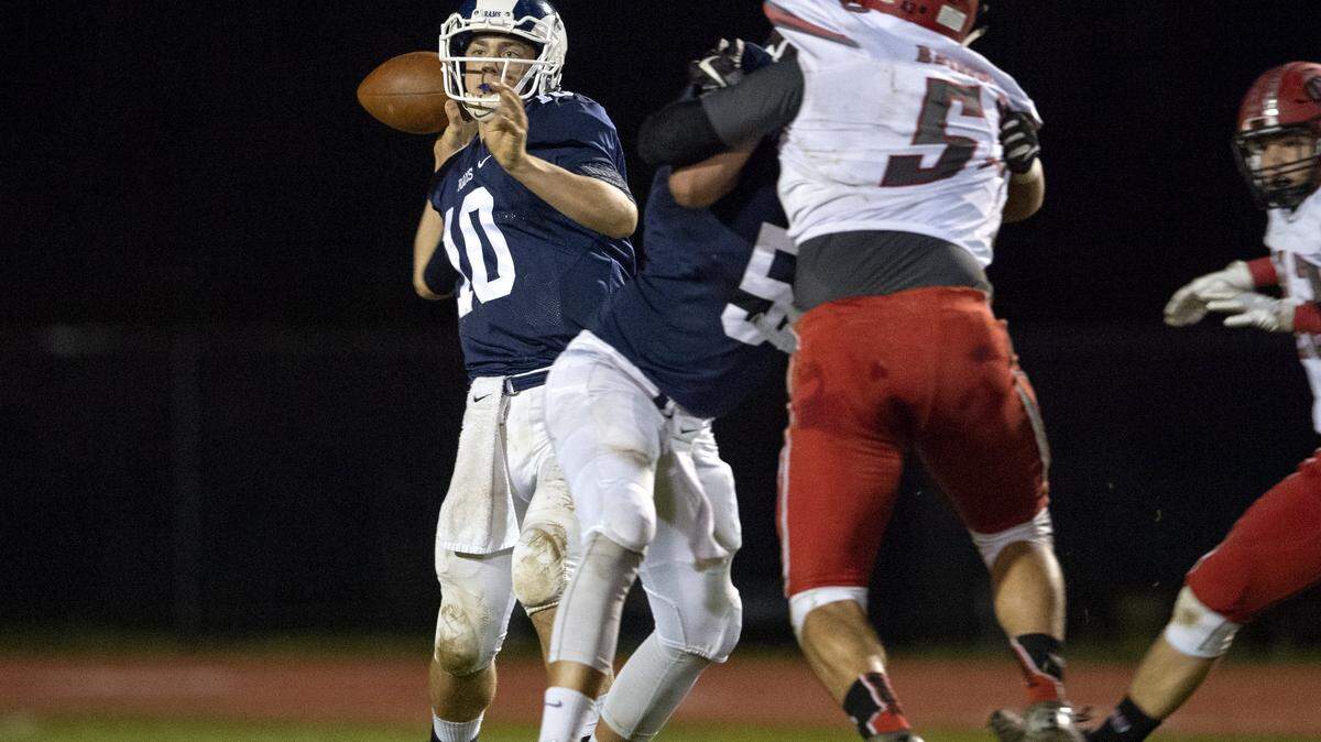Penns Valley’s Aaron Tobias makes a pass that is run in for touchdown during last season against Bellefonte.
