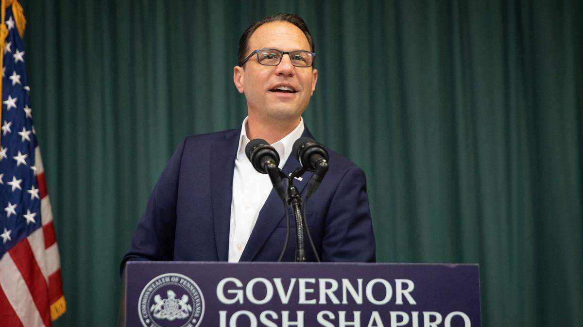 Governor Josh Shapiro is pictured in Scranton, Pennsylvania.