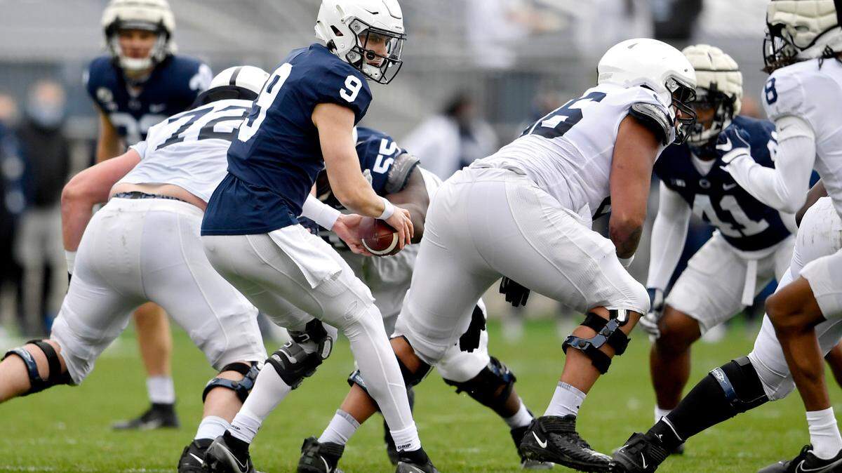 Penn State quarterback Christian Veilleux during spring practice on April 17, 2021 at Beaver Stadium.