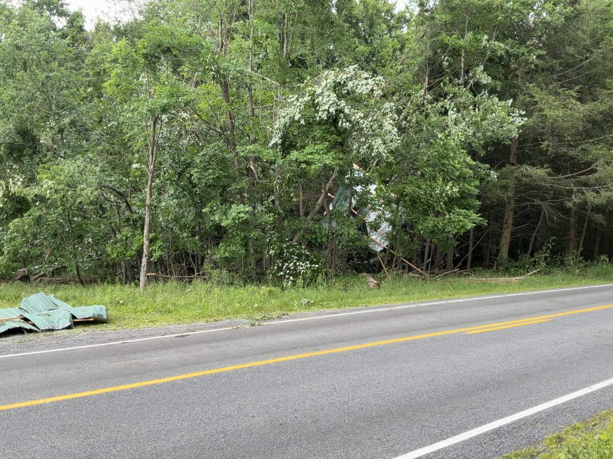 An EF-1 tornado flung parts of a roof into trees near Pine Glen on Sunday, June 14, the National Weather Service said.