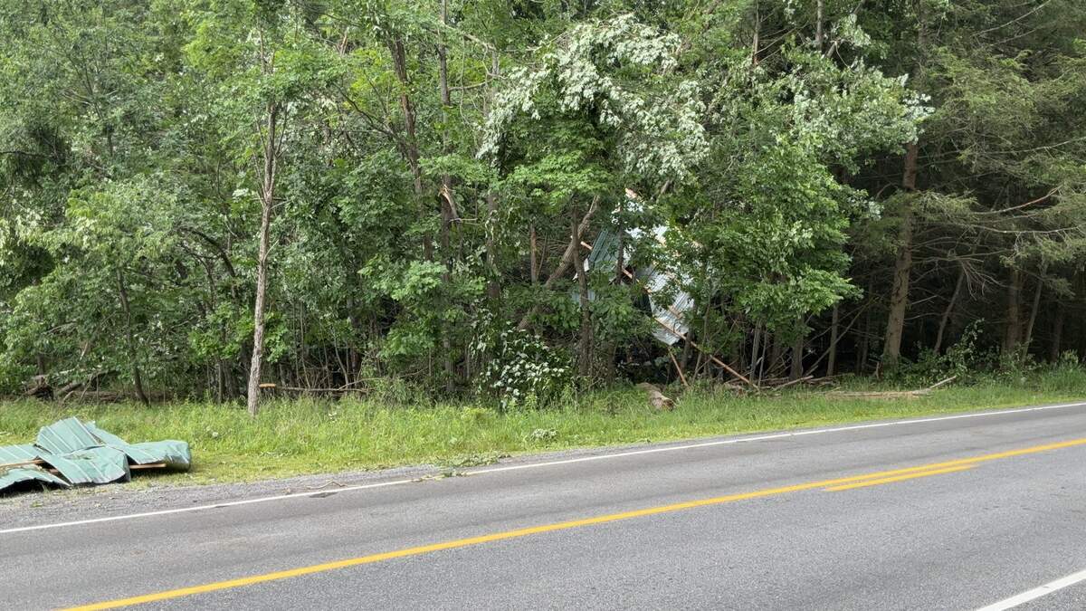 An EF-1 tornado flung parts of a roof into trees near Pine Glen on Sunday, June 14, the National Weather Service said.