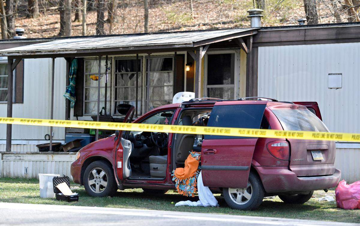 Pennsylvania State Police investigated the scene of a fatal stabbing on Route 45 in Woodward in April 2021.