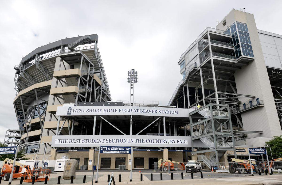 New signs at Gate A at Beaver Stadium on Tuesday, Aug. 19, 2025.  