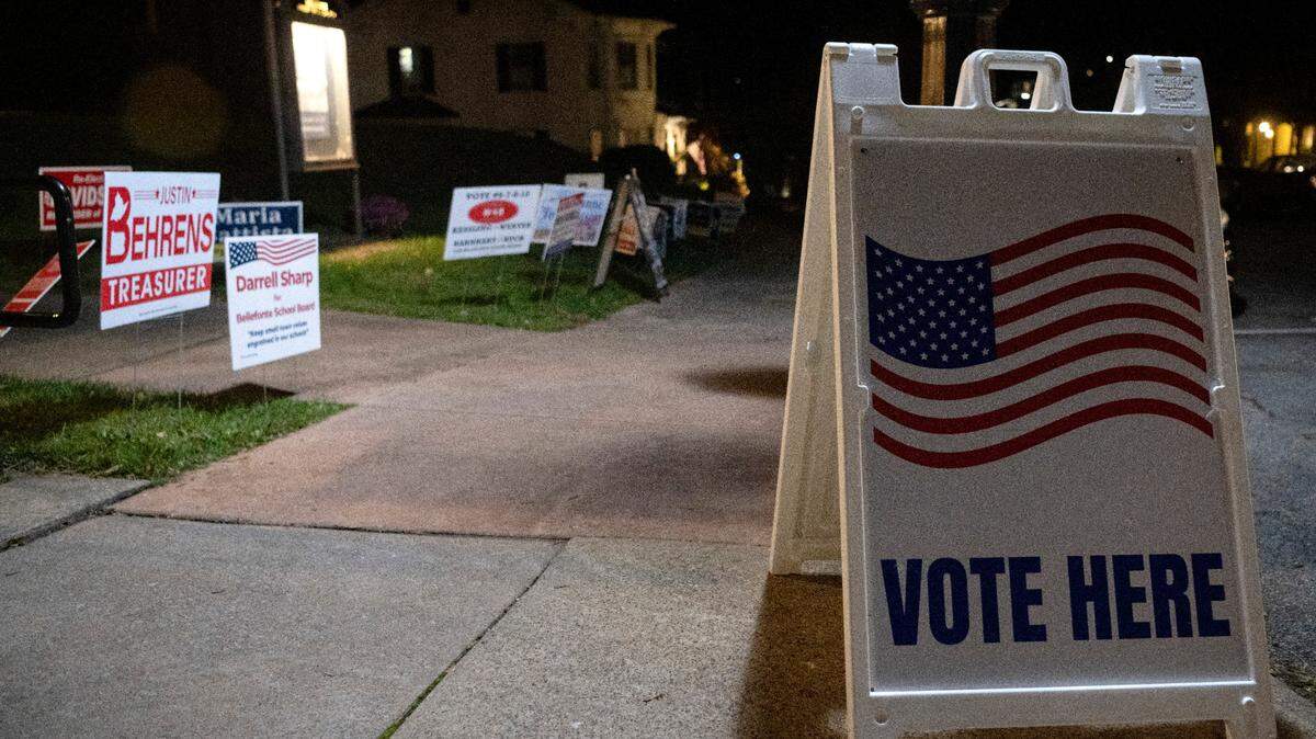 Campaign signs are pictured Tuesday outside of Bellefonte Presbyterian Church, which was a polling location for the municipal election.